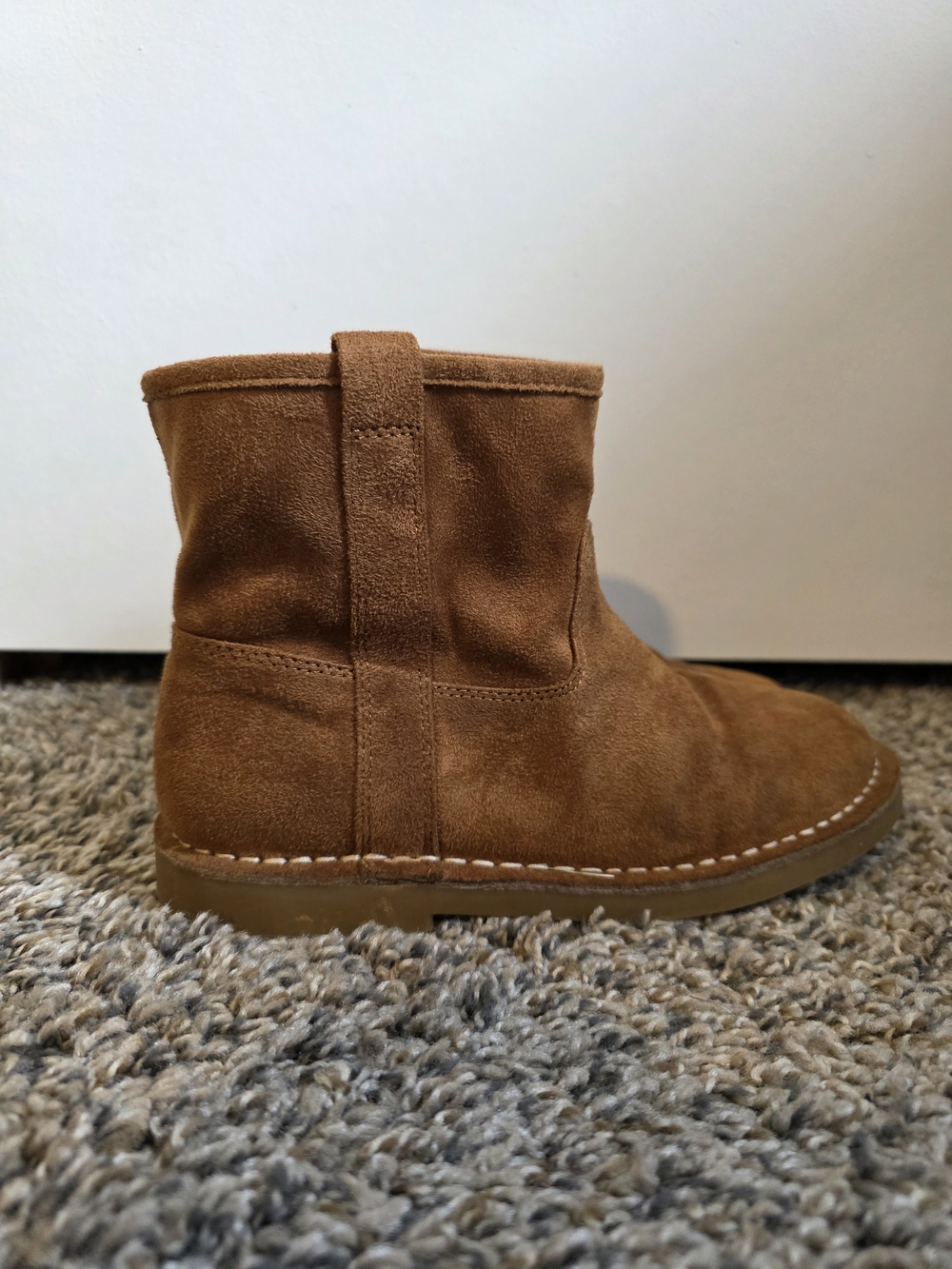 Girls Brown Suede Ankle Boots, Size 2